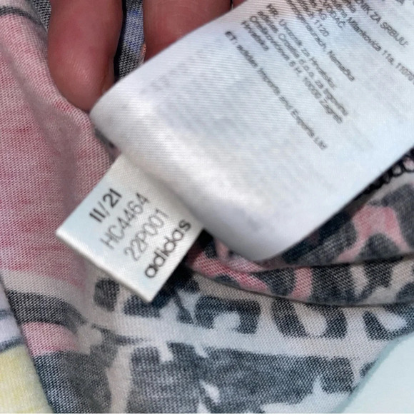 Adidas Tee Short Sleeve Crew Neck Cotton Orange Green Pattern Womens Small - Picture 7 of 8